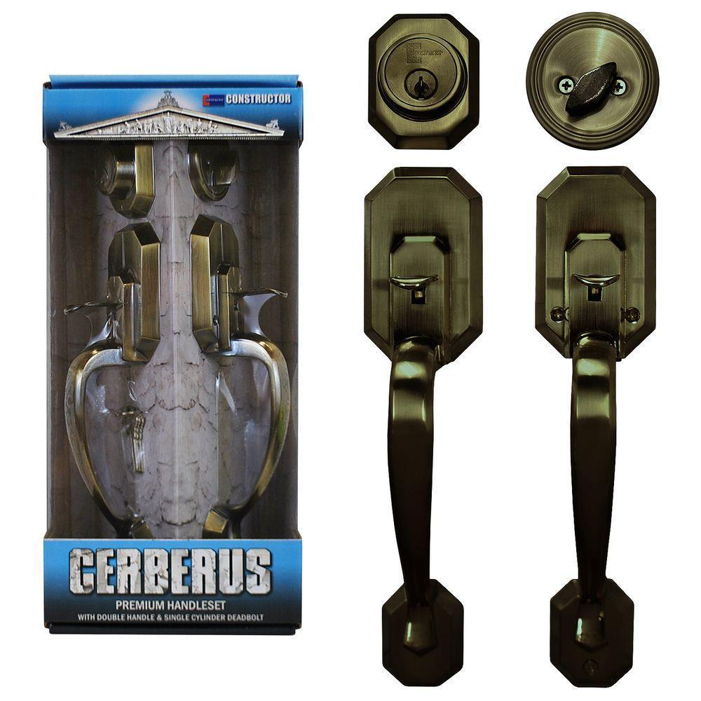 Cerberus Antique Bronze Finish Entry Door Handleset