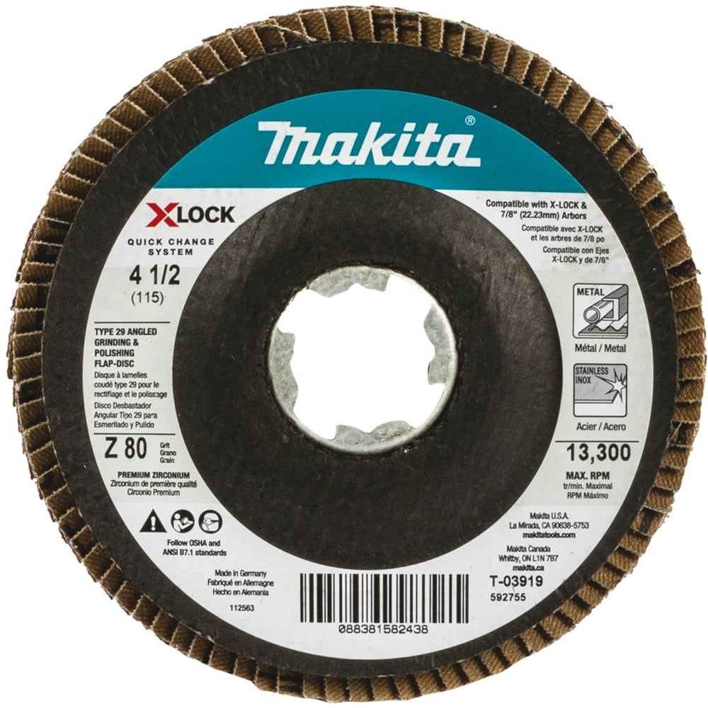 Makita T-03919 X-LOCK 4-1/2in. 80G Flap Disc