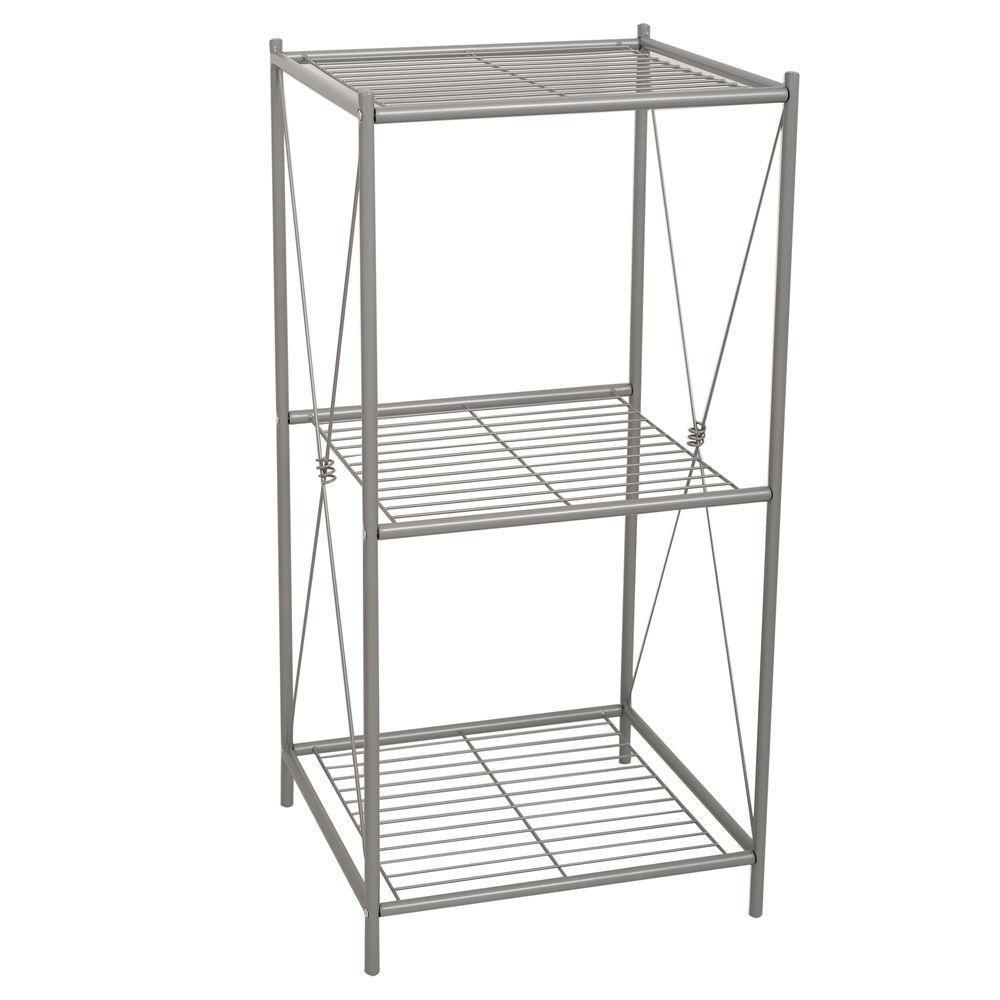Cross Style 14.62 in. W Floor Stand Rack in Satin Nickel
