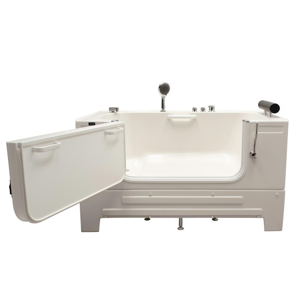 Neptune 59 in. Walk-In Soaking Bathtub in White with Left Drain