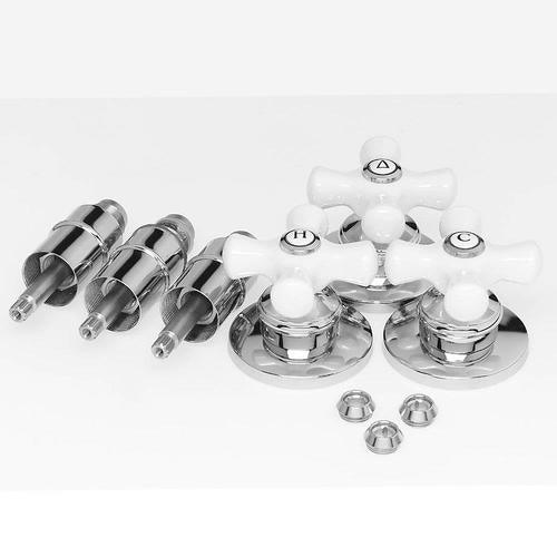 Pfister Polished Chrome/White Porcelain Knob Shower Handle