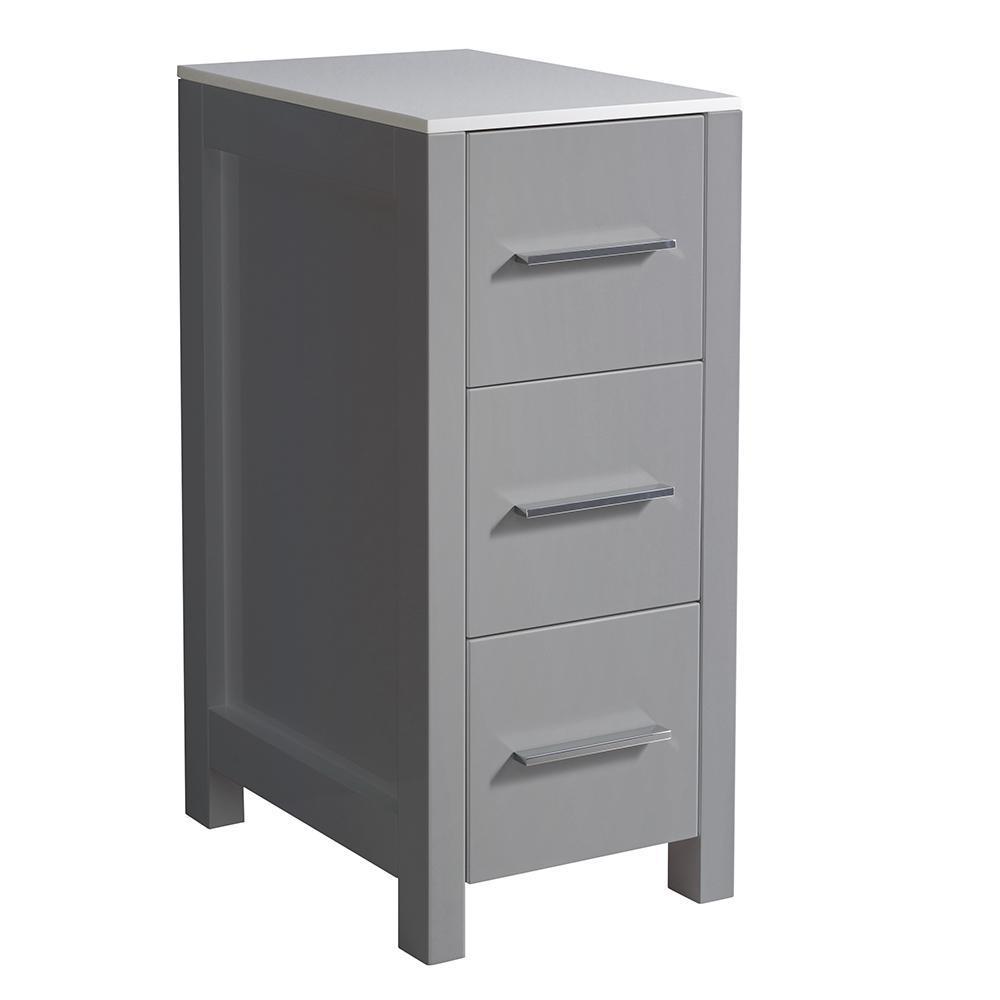 Torino 12 in. W x 28 in. H x 17.75 in. D Bathroom Linen Storage Cabinet in Gray