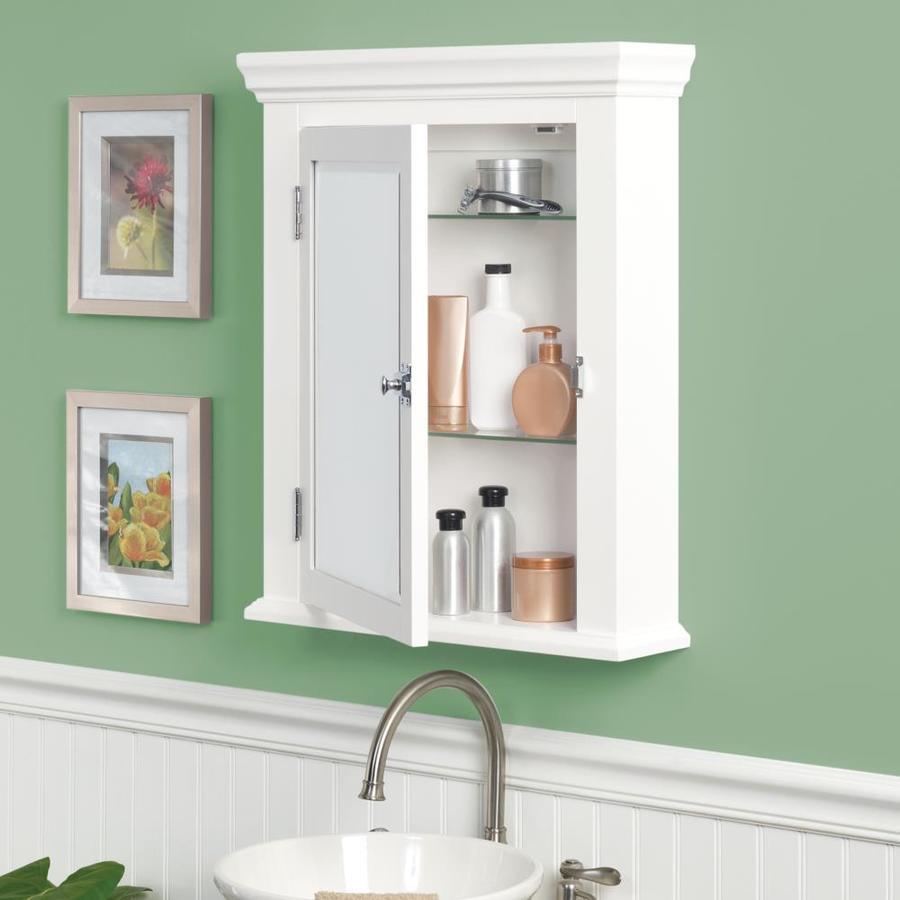 Zenna Home 22.38-in x 27.19-in Rectangle Surface Mirrored Medicine Cabinet