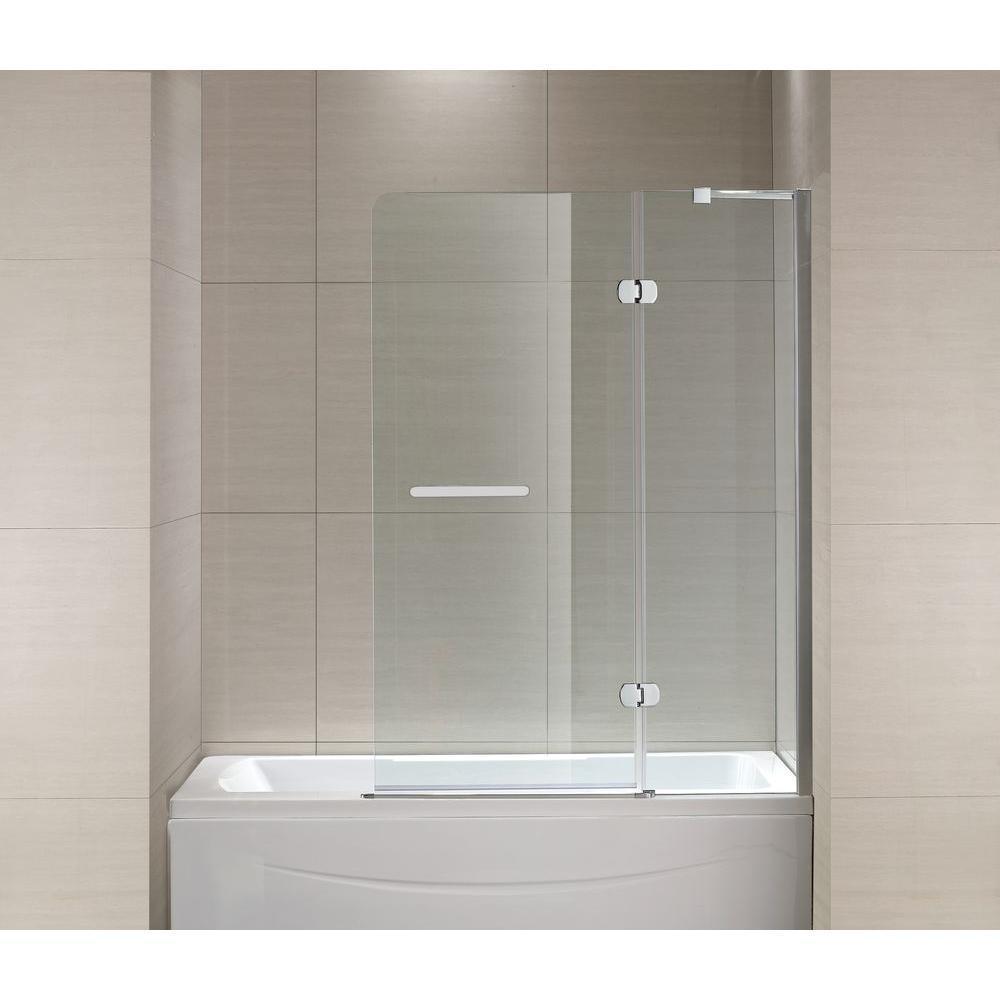 Mia 40 in. x 55 in. Semi-Framed Hinge Tub and Shower Door in Chrome and Clear Glass