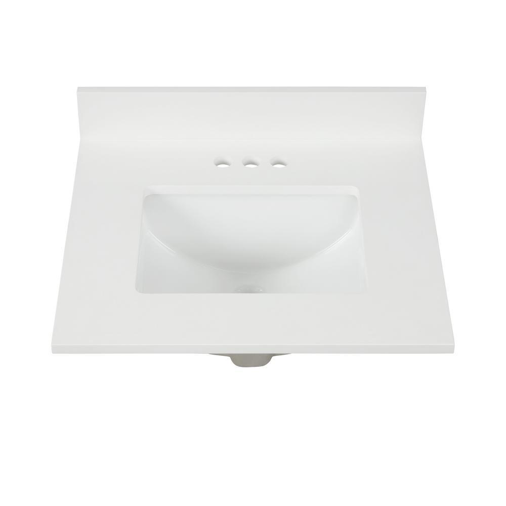25 in. W x 22 in. D x 0.75 in. H Quartz Vanity Top in Snow White with White Basin