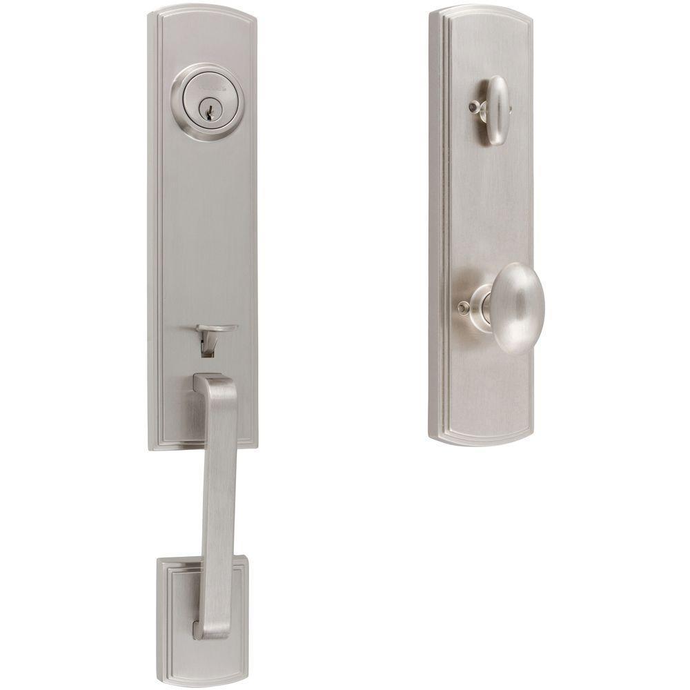 Italian Collection Briona Single Cylinder Satin Nickel Door Handleset with Canova Interior for Right-Hand Door