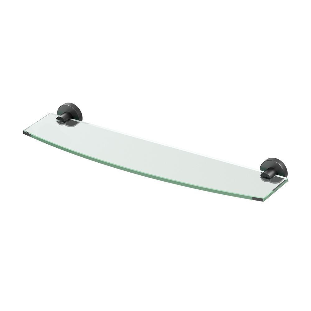 Glam 20.13 in. W Glass Shelf in Matte Black