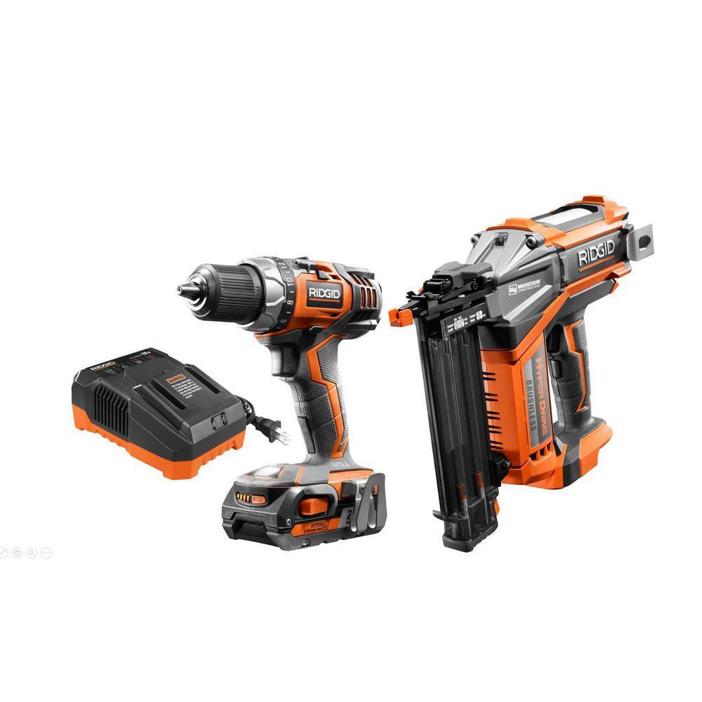 18-Volt Cordless Drill/Driver and Brad Nailer Combo Kit with (1) 2.0 Ah Battery and Charger