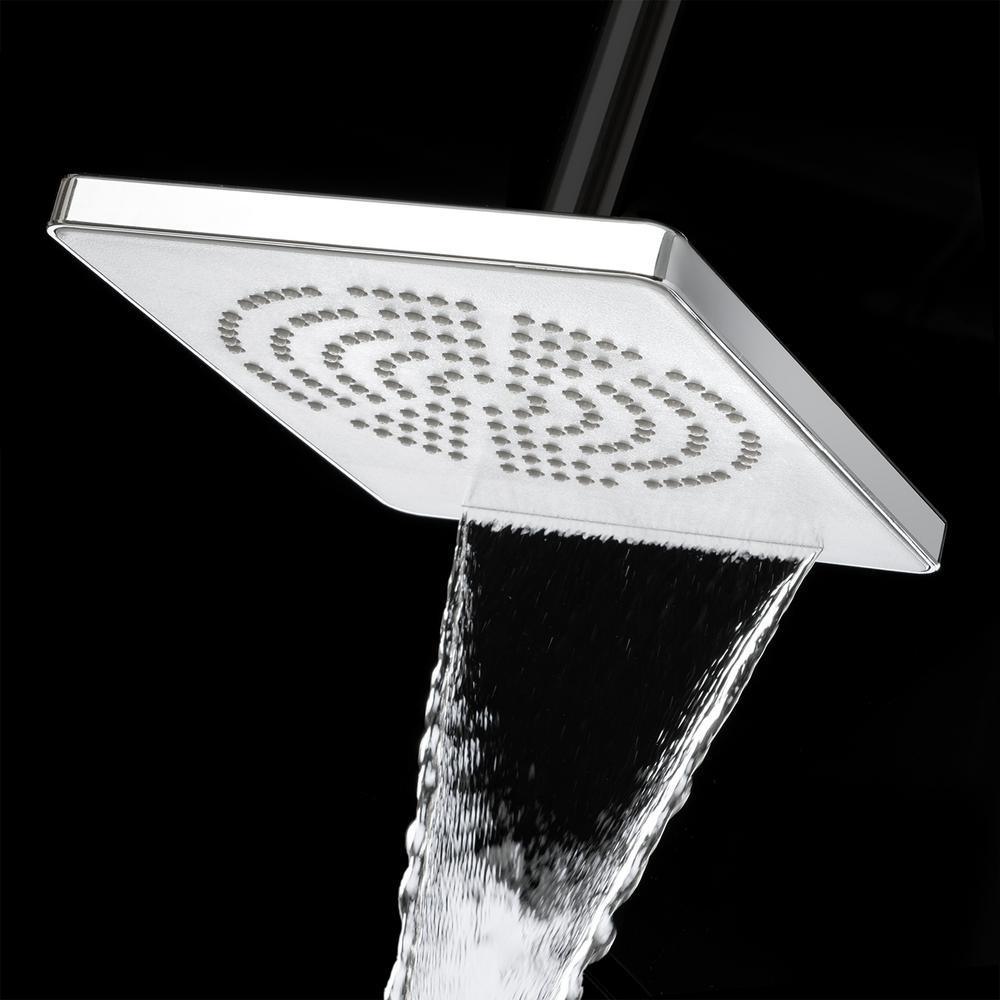 2-Spray 12 in. Single Wall Mount Fixed Waterfall Adjustable Shower Head in Chrome