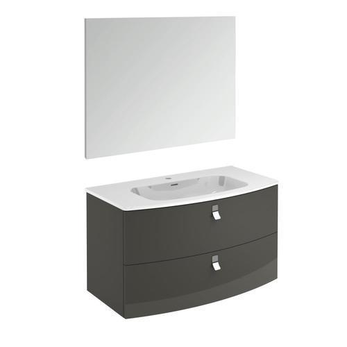 WS Bath Collections Rondo 39-in Anthracite Single Sink Bathroom Vanity with Ceramic White Ceramic Top (Mirror Included)