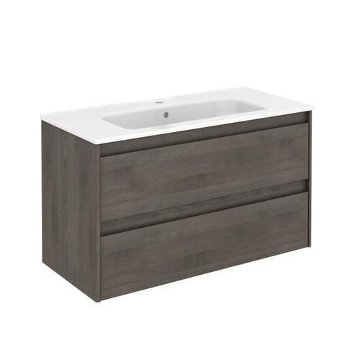 WS Bath Collections Ambra 40-in Samara Ash Single Sink Bathroom Vanity with Ceramic White Ceramic Top