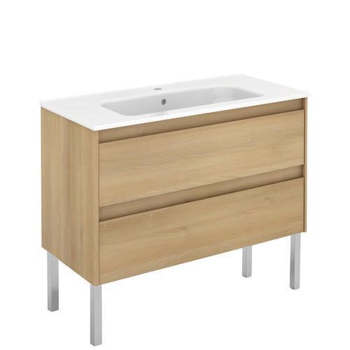 WS Bath Collections Ambra 40-in Nordic Oak Single Sink Bathroom Vanity with Ceramic White Ceramic Top