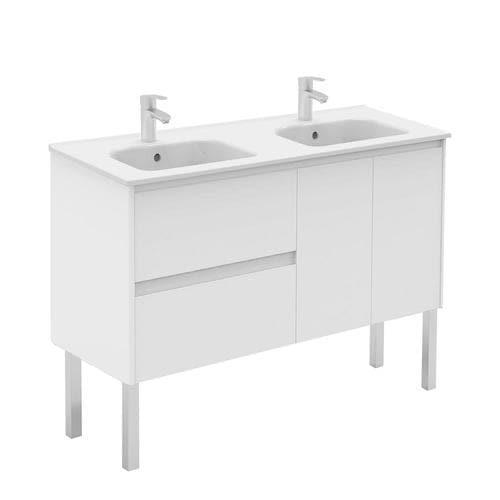 WS Bath Collections Ambra 48-in Gloss White Double Sink Bathroom Vanity with Ceramic White Ceramic Top