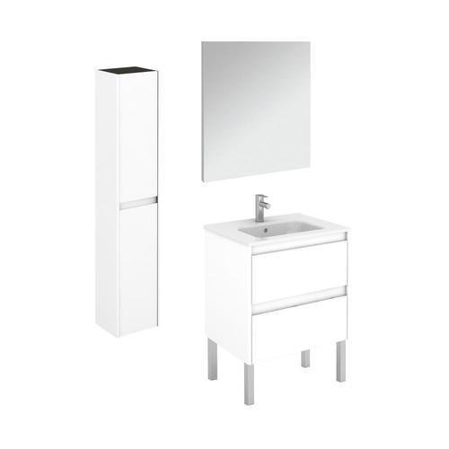 WS Bath Collections Ambra 24-in Gloss White Single Sink Bathroom Vanity with Ceramic White Ceramic Top (Mirror Included)
