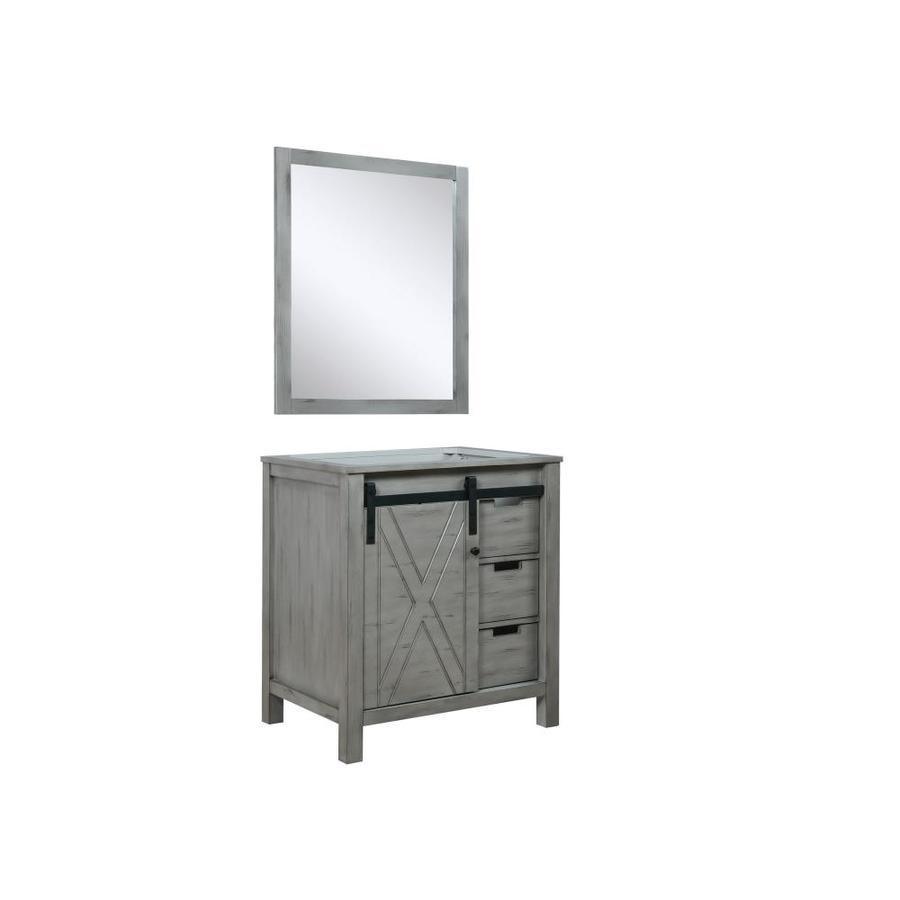 Lexora Marsyas 30-in Ash Grey Bathroom Vanity Cabinet (Mirror Included)