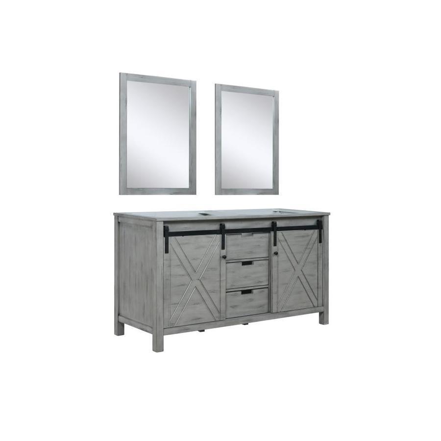 Lexora Marsyas 60-in Ash Grey Bathroom Vanity Cabinet (Mirror Included)