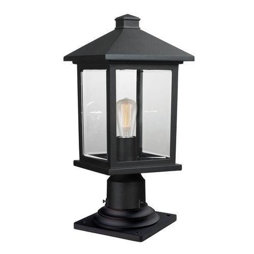Z-Lite Portland 100-Watt 17.75-in Black Traditional Pier Mount