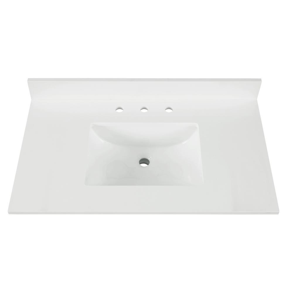 43 in. W x 22 in. D x 0.75 in. H Quartz Vanity Top in Snow White with White Basin