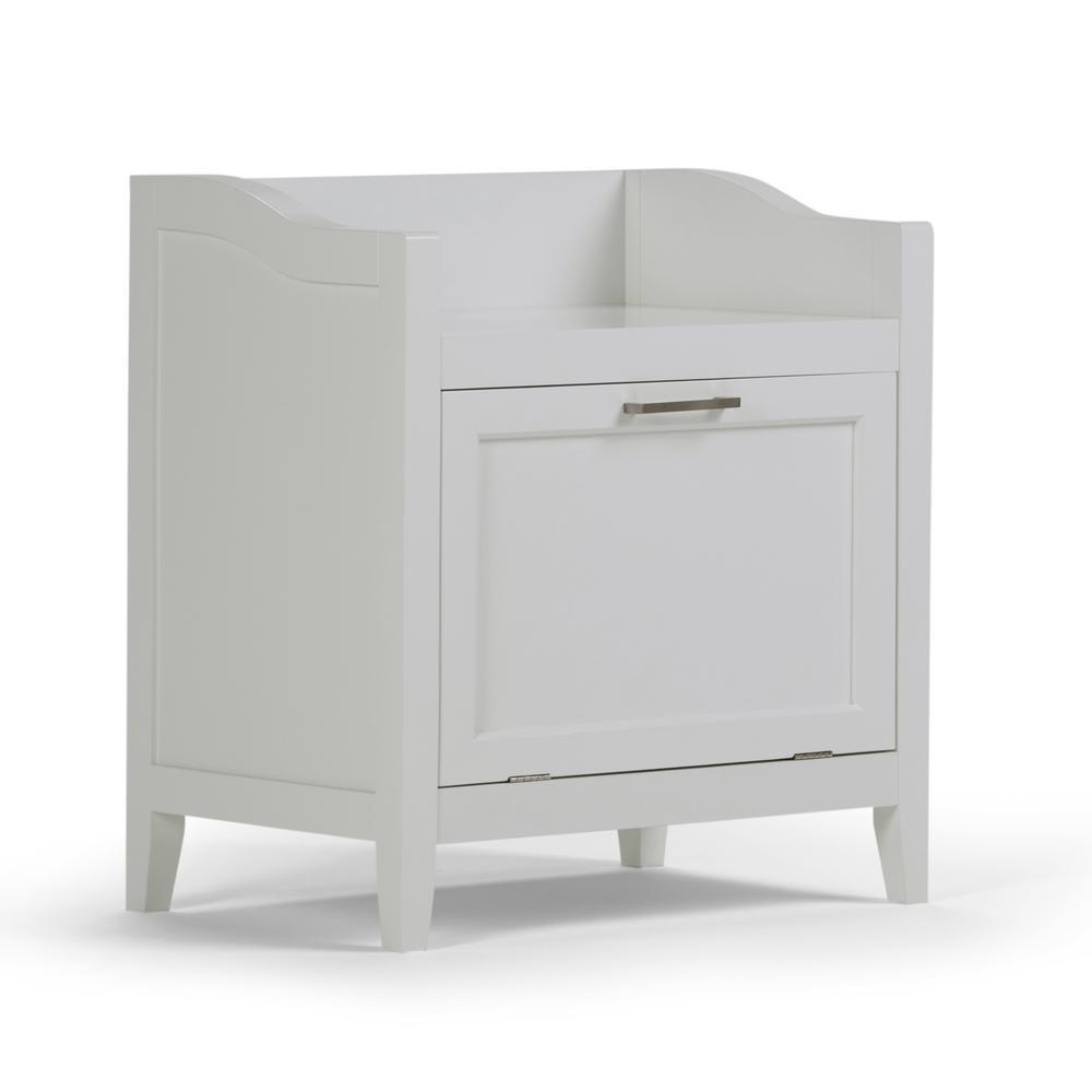 Mia 21.7 in. W x 24.2 in. H Storage Hamper Bench in Pure White