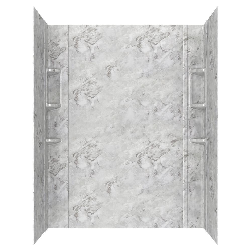Ovation 32 in. x 60 in. x 72 in. 5-Piece Glue-Up Alcove Shower Wall Set in Silver Celestial