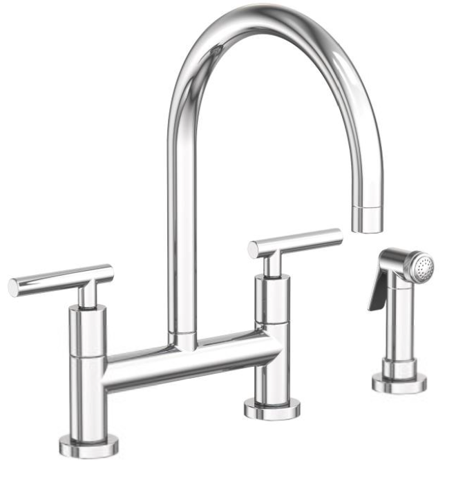 Newport Brass 1500-5413 East Linear Kitchen Bridge Faucet With Side Spray