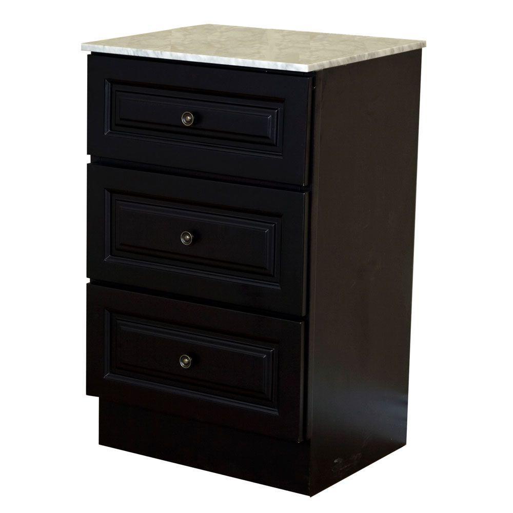 Newry 20 in. W x 33 in. H x 18 in. D Bathroom Linen Cabinet with Marble Vanity Top in Dark Mahogany