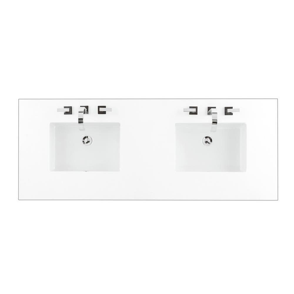 60 in. Double Basin Vanity Top in Classic White Silestone Quartz with White Basin
