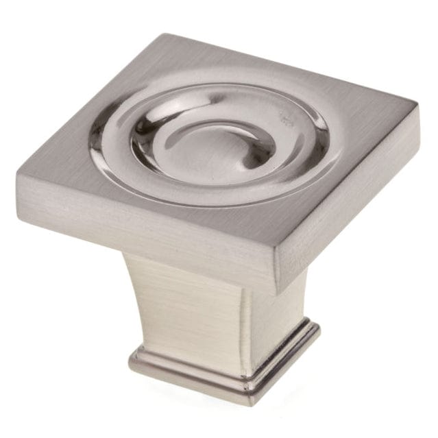 Transitional Knob, 1-3/16" x 1-3/16", Brushed Nickel
