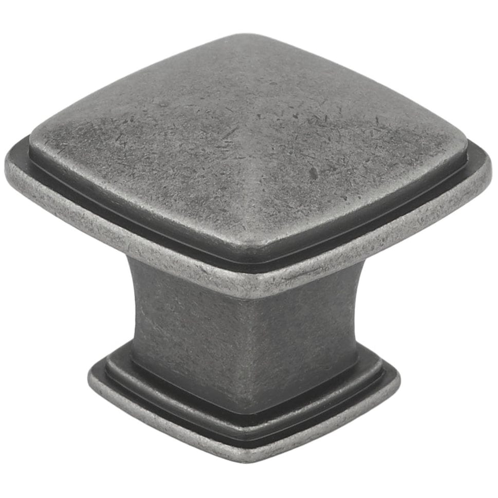 Transitional Knob, 1-7/32" x 1-7/32", Pewter