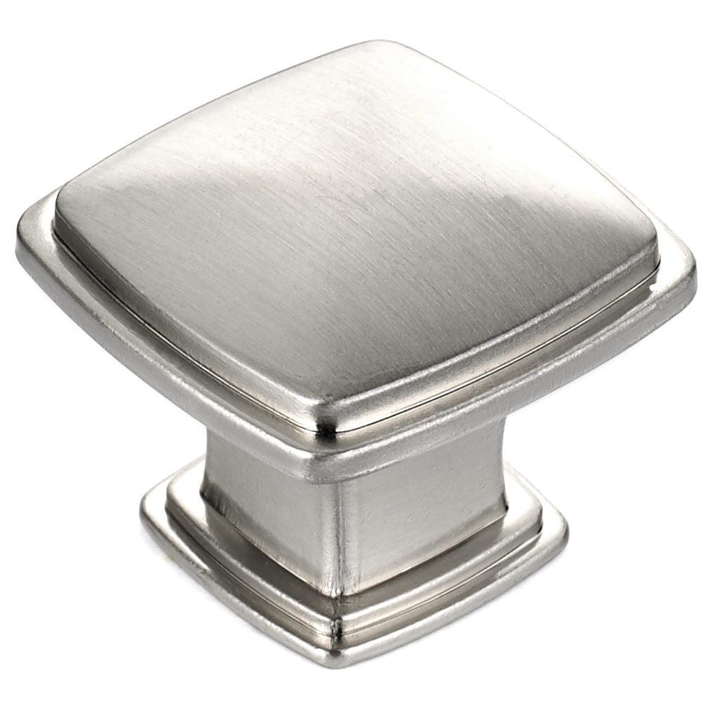 Transitional Knob, 1-7/32" x 1-7/32", Brushed Nickel