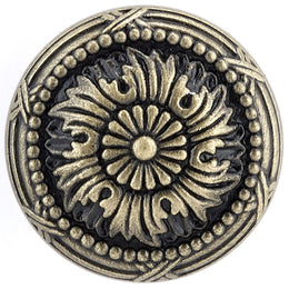 Traditional Metal Knob with Decorative Detailing - 1-1/4" Diameter - Antique English - Image 2