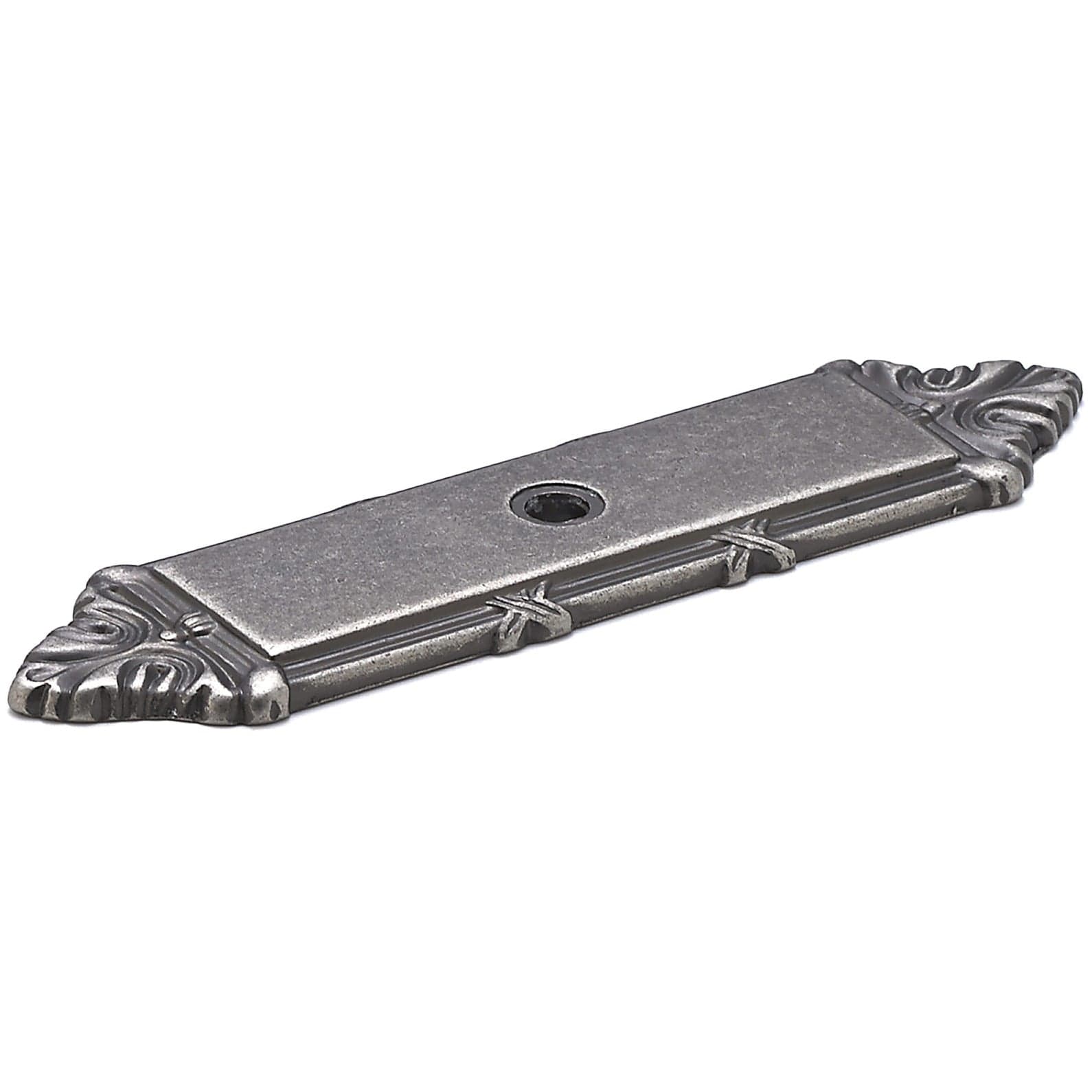 Traditional Backplate for Knob, 4-3/16" x 1-3/32", Pewter