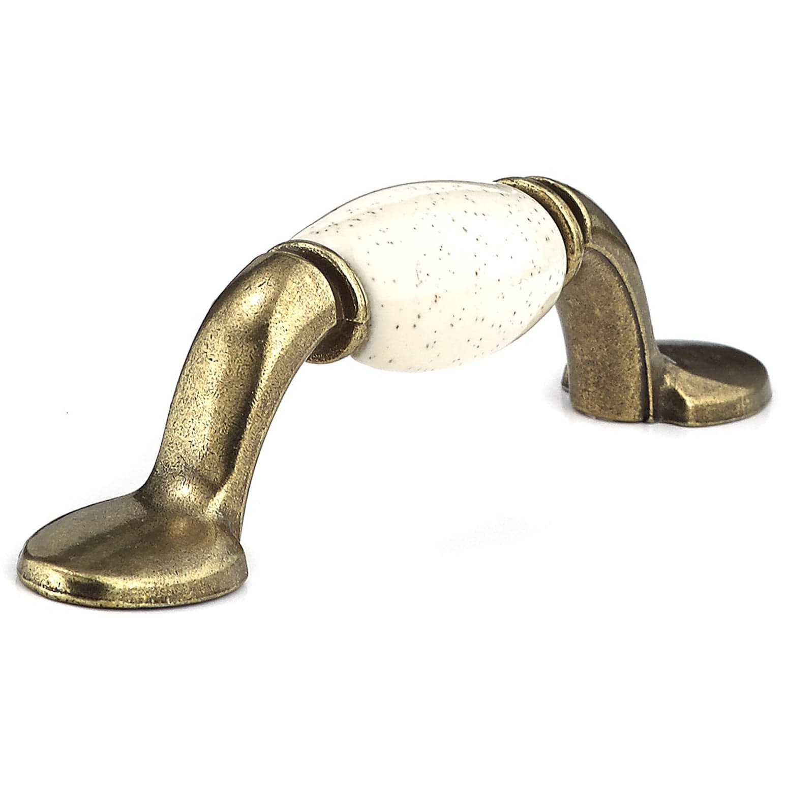 Traditional Pull, 3" Center-to-Center, Oatmeal, Burnished Brass