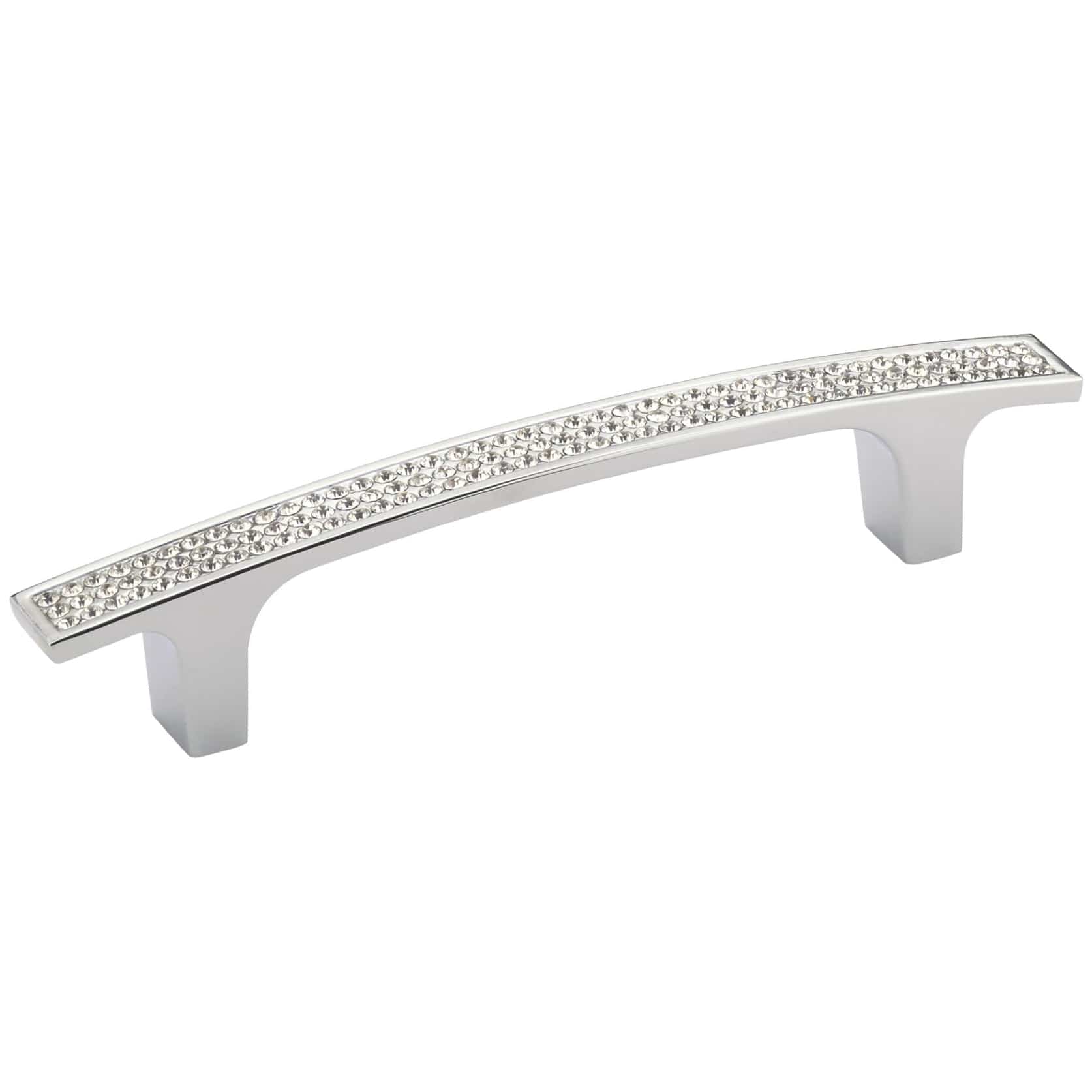 Contemporary Pull, 3-3/4" Center-to-Center, Crystal, Chrome