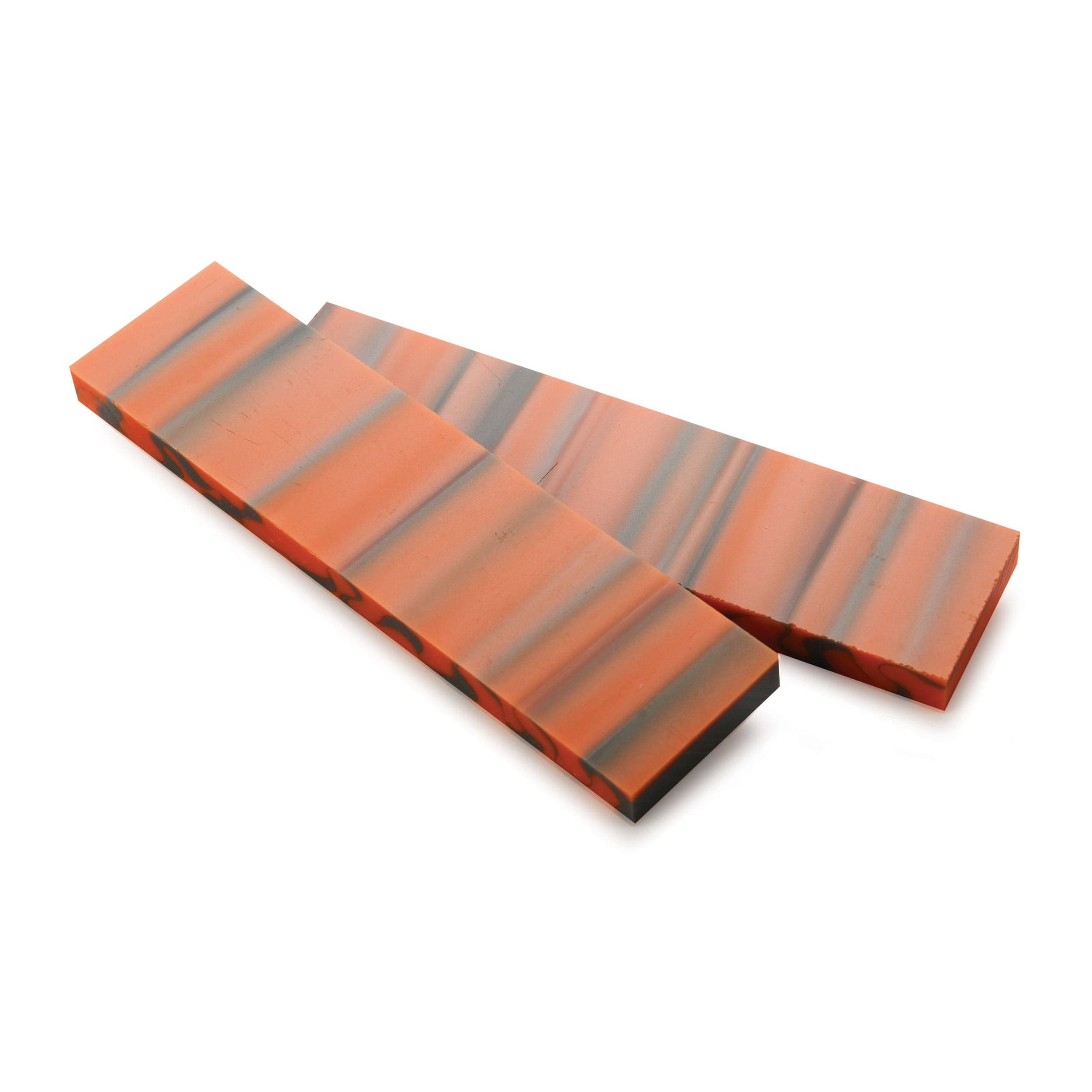 Acrylic Knife Scales - 3/8" x 1-1/2" x 6" - Orange & Gray - Pair