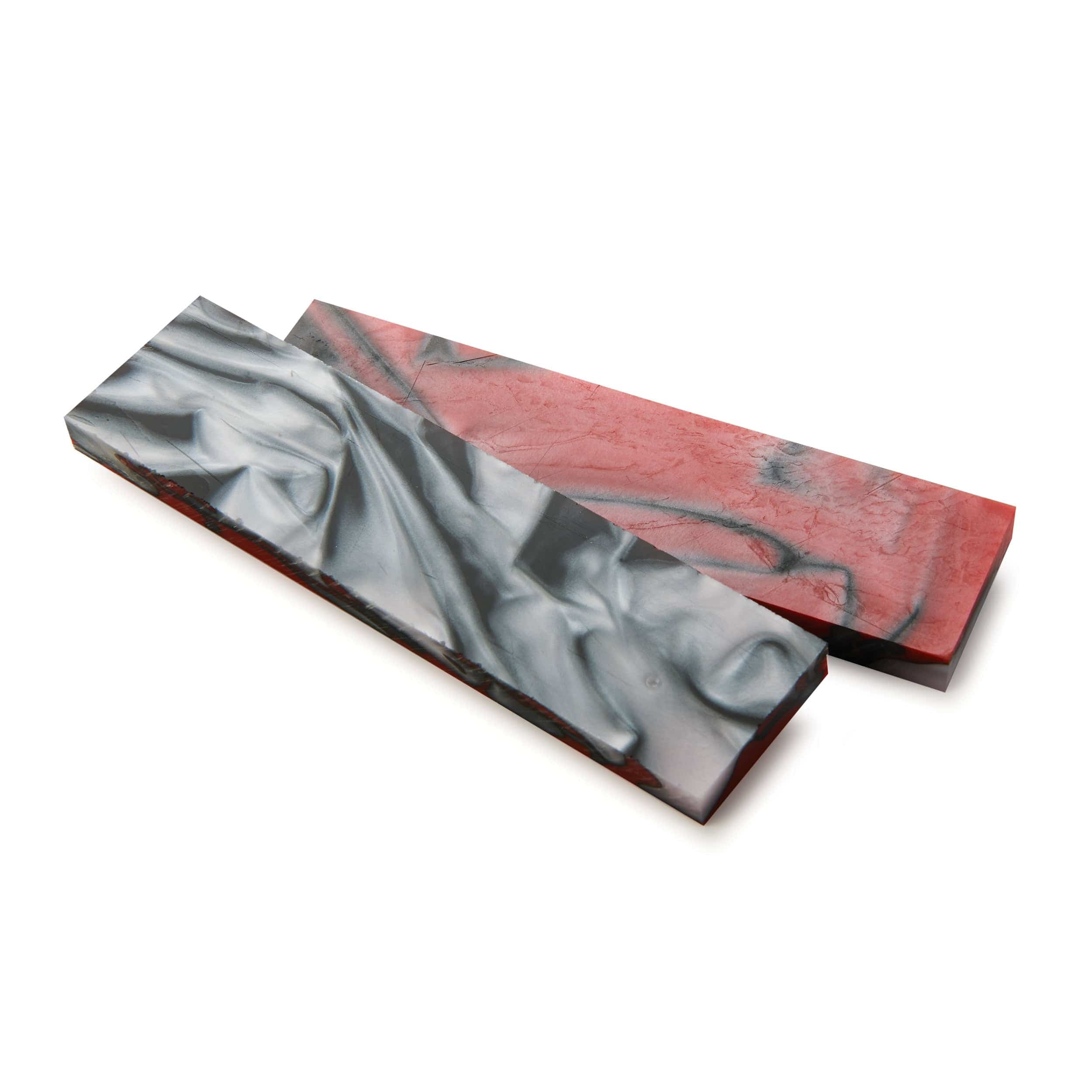 Acrylic Knife Scales - 3/8" x 1-1/2" x 6" - Black Red & Silver - Pair