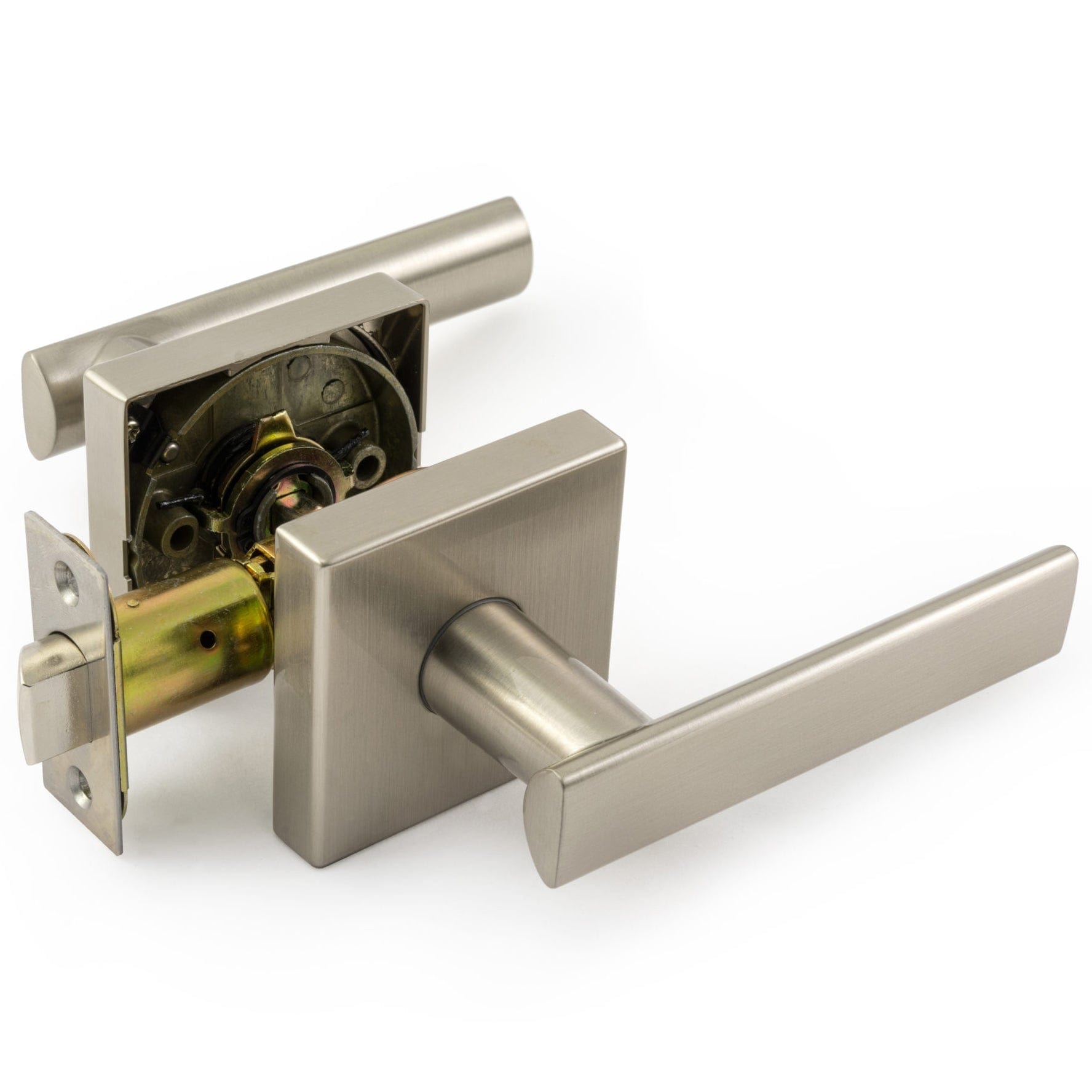 Tuxedo Series Straight Levers Satin Nickel Left or Right Passage