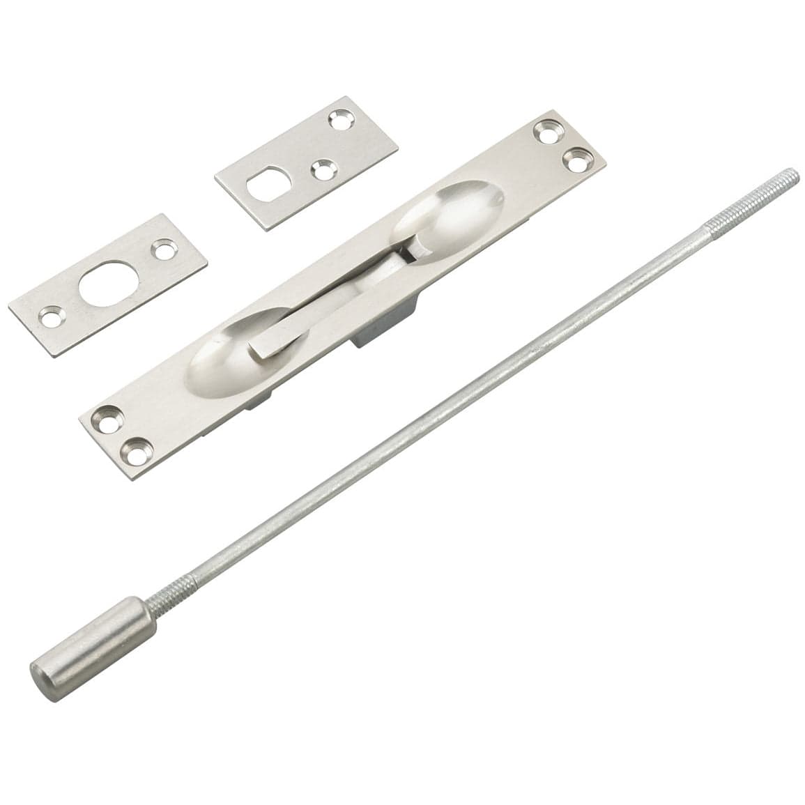 Flush Bolt for Metal Doors with 12" Extension Brushed Nickel