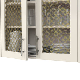 1" Flat Double Diamond Decorative Grille - Satin Brass, 36" W x 24" L Sheet - Image 2