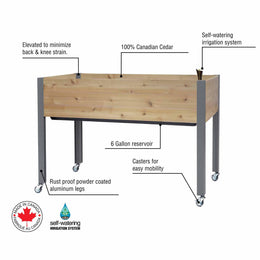 Self-Watering Elevated Planter 21" x 47" x 32"H Cedar - Image 3