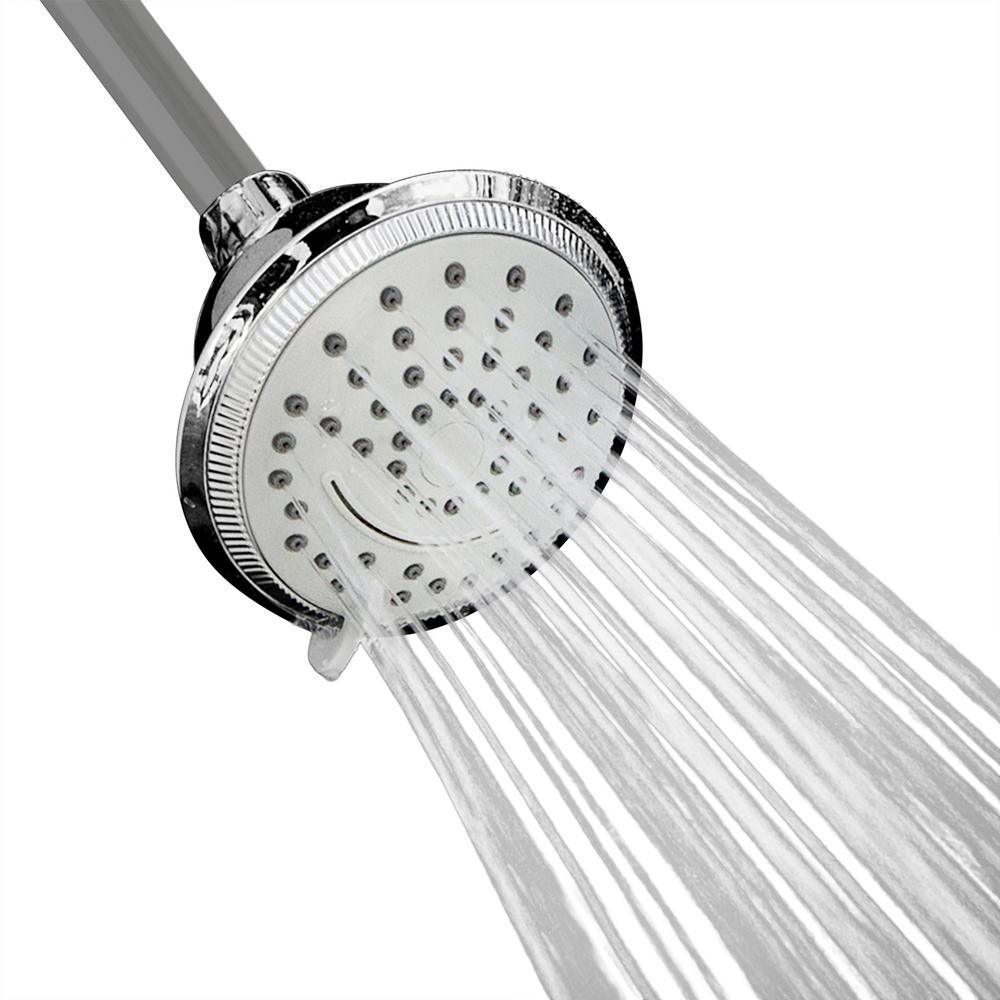 2-Spray 4 in. Single Wall Mount Fixed Waterfall Adjustable Shower Head in Chrome
