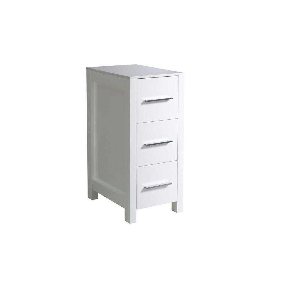 Torino 12 in. W x 28 in. H x 17-3/4 in. D Bathroom Linen Storage Cabinet in White