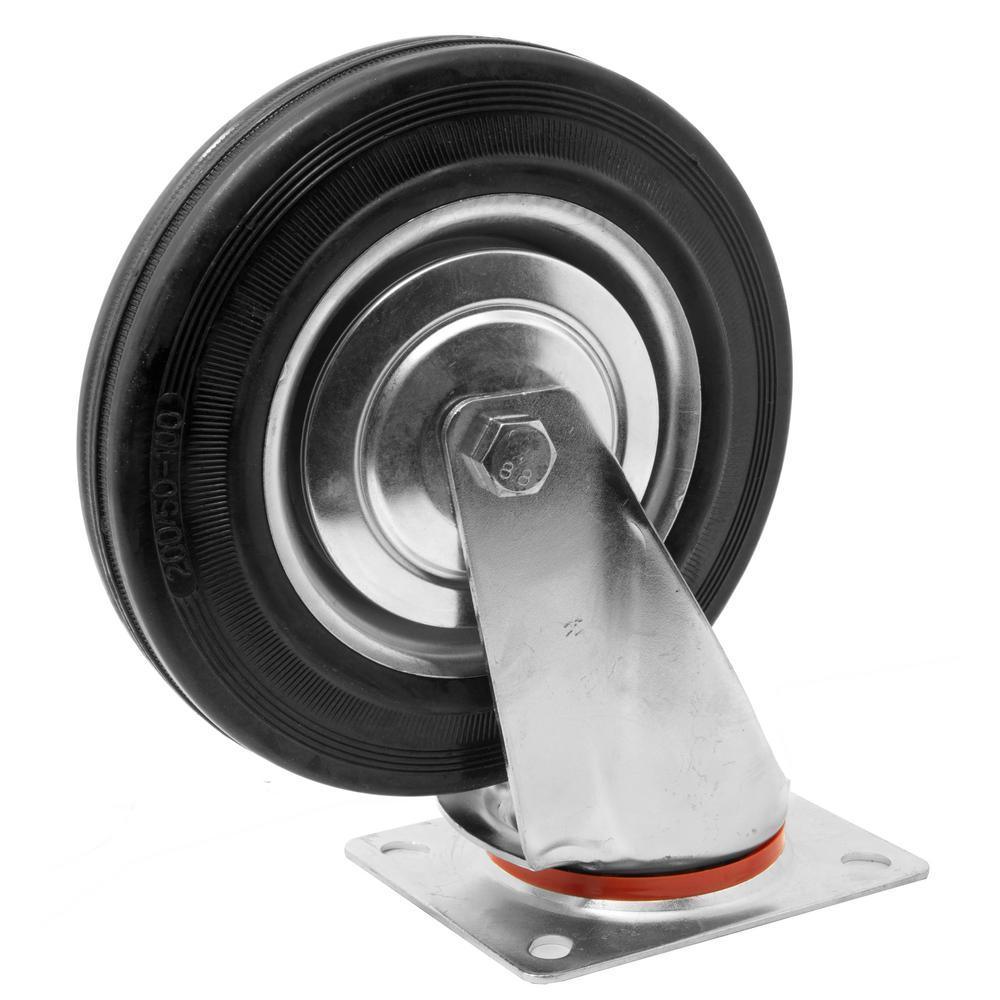 8 in. 440 lbs. Capacity Rubber Roller-Bearing Swivel Plate Caster