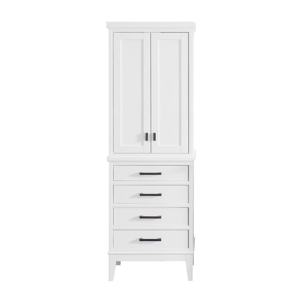 Madison 24 in. W x 71 in. H x 16 in. D Bathroom Linen Storage Floor Cabinet in White