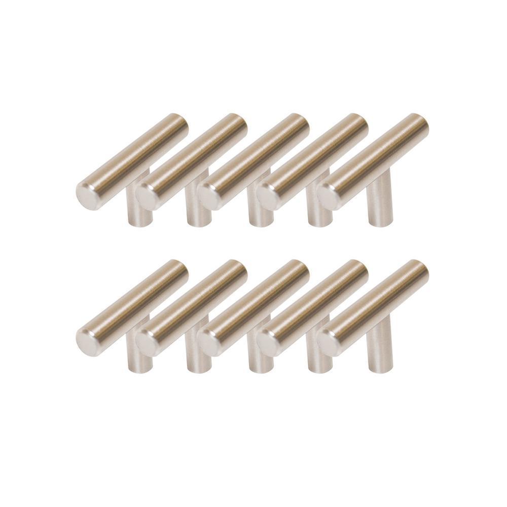 1.54 in. Stainless Steel Cabinet T-Pull Knob Value Pack (10-Pack)