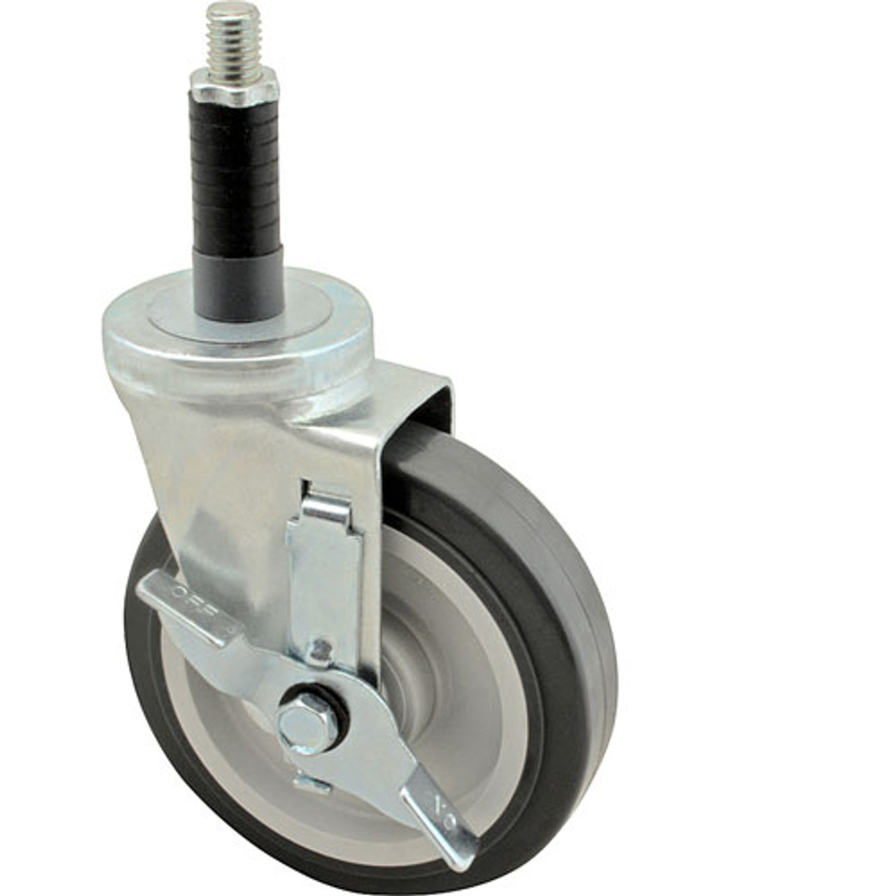 1201091 - Mavrik - Standard-Duty 5" Stem Caster with Brake Gray polyurethane wheel with plastic hub