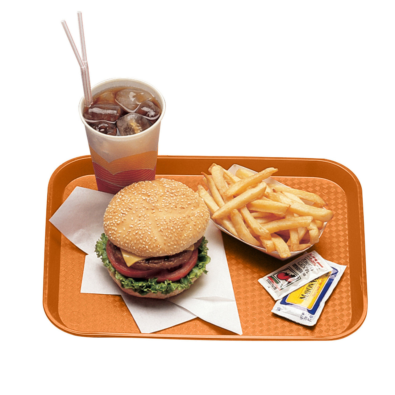 1014FF166 - Cambro - 14 in x 10 in Orange Fast Food Tray