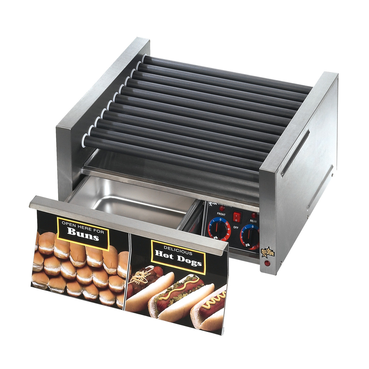 30CBD - Star - Grill-Max® 30 Hot Dog Roller Grill w/ Bun Drawer