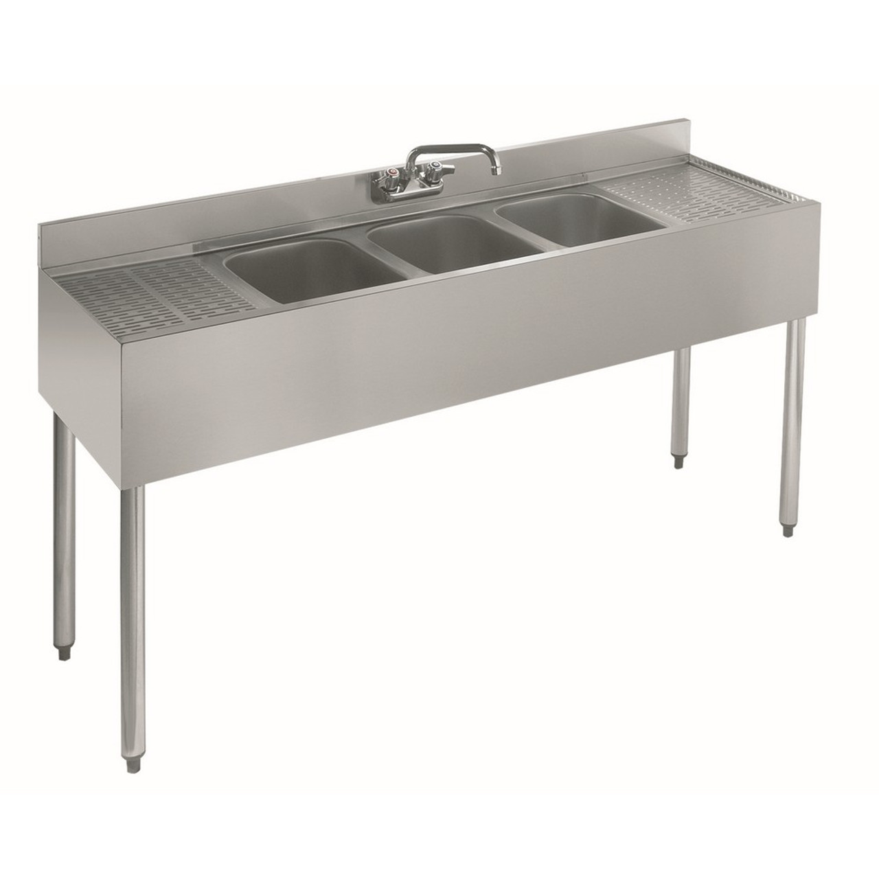 18-53C - Krowne - 60 in Three Compartment Bar Sink With Drainboards