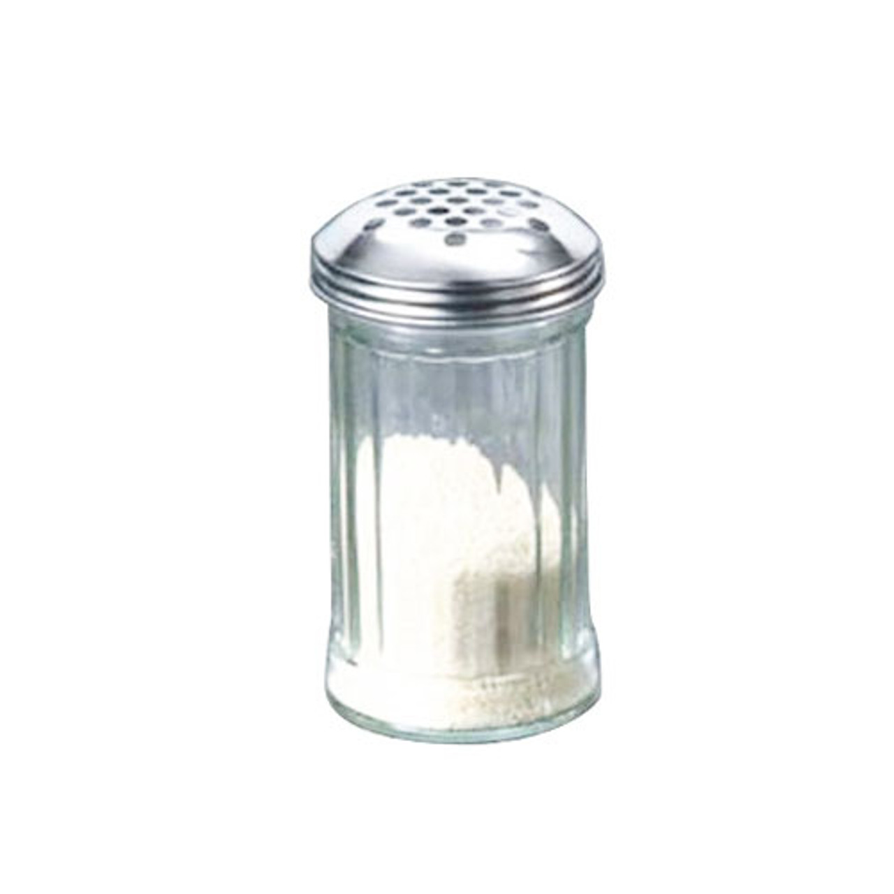 GLA319 - American Metalcraft - 12 oz Glass Cheese Shake w/Large Hole Top